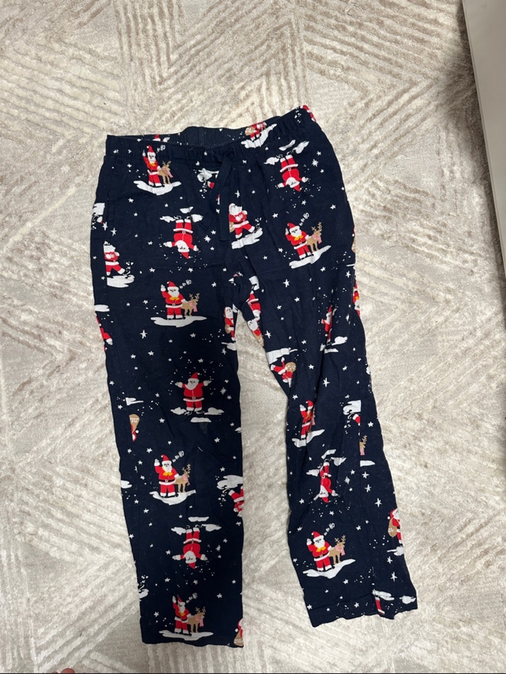 Old Navy Navy Santa Print Pajama Pants with Red Accents